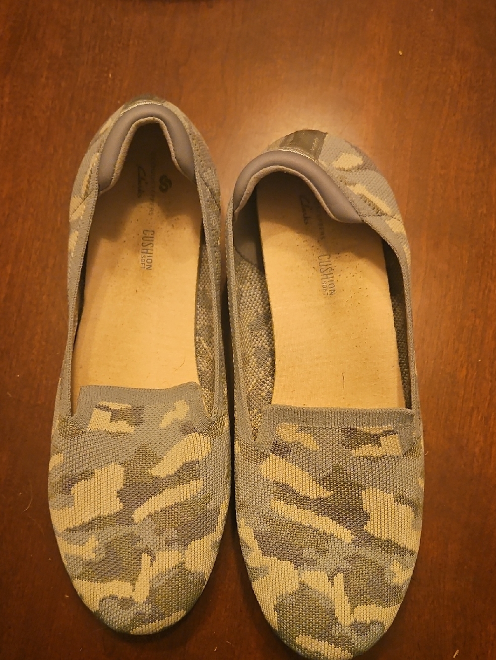 Clarks Women's Neutral Camo Knit Slip-On Flats